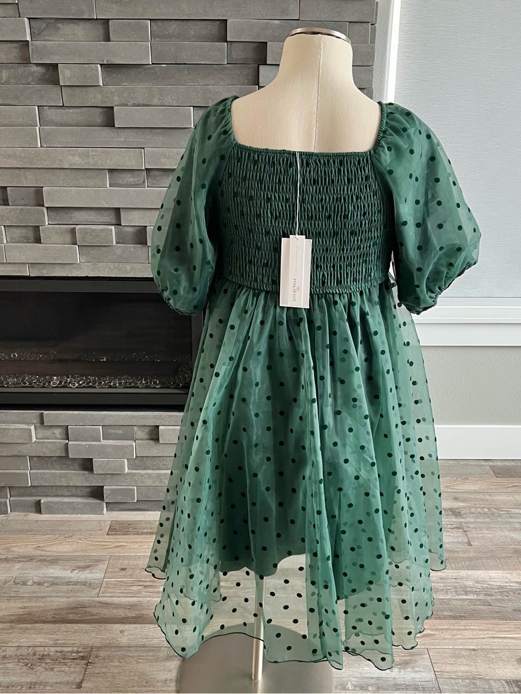 Nwt Pink Desert Women’s Hunter Green Velvet Dot Tulle Dress Size Medium — image 5 of 8
